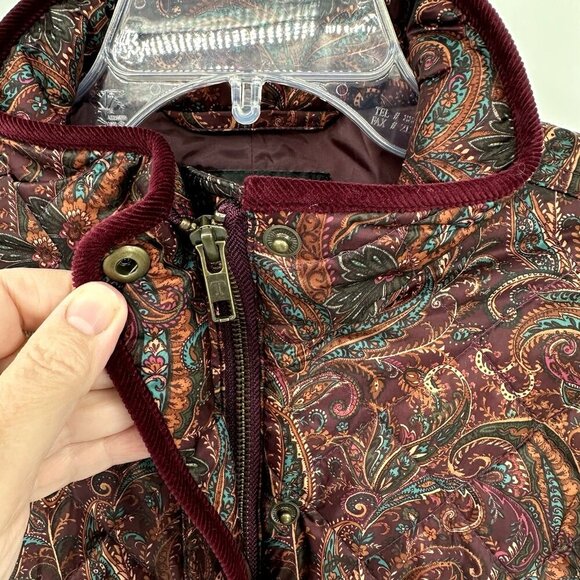 barn jacket coat puffer paisley outerwear fall autumn colorful M - Picture 6 of 7